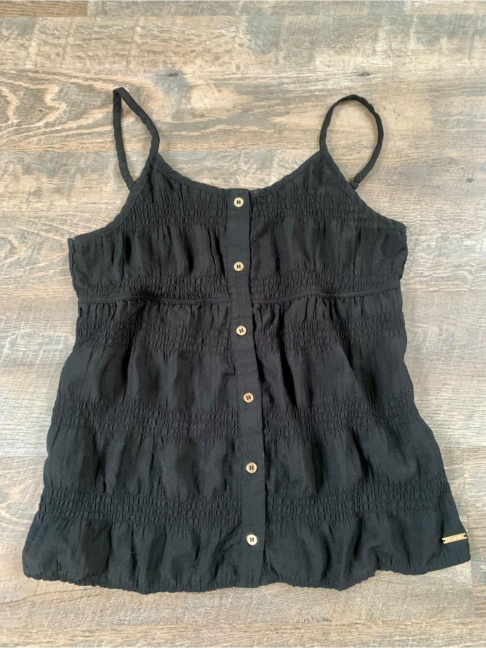 Jason Wu Black Smocked Button-Front Cami Top